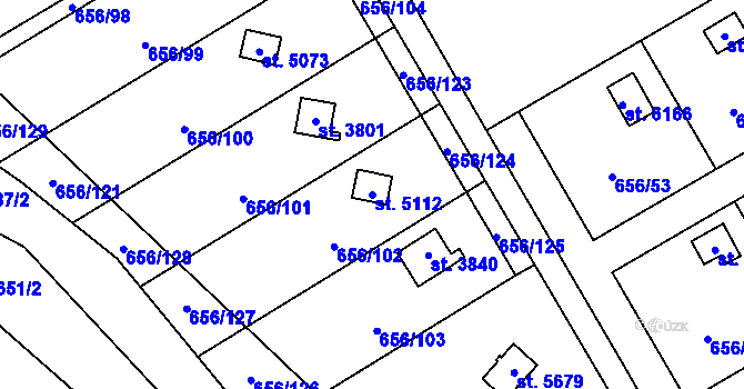 Parcela st. 5112 v KÚ Hranice, Katastrální mapa