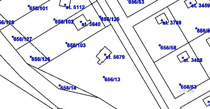 Parcela st. 5679 v KÚ Hranice, Katastrální mapa