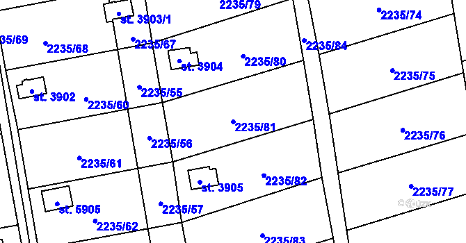 Parcela st. 2235/81 v KÚ Hranice, Katastrální mapa