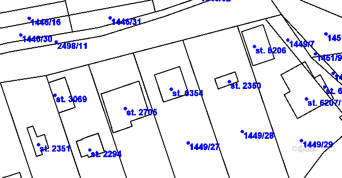 Parcela st. 6354 v KÚ Hranice, Katastrální mapa