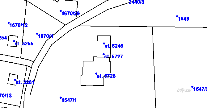 Parcela st. 5727 v KÚ Hranice, Katastrální mapa