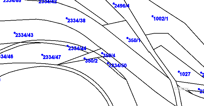Parcela st. 350/4 v KÚ Hranice, Katastrální mapa