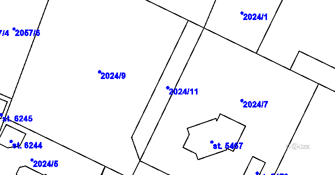 Parcela st. 2024/11 v KÚ Hranice, Katastrální mapa