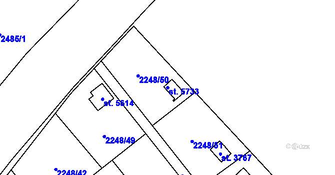 Parcela st. 5733 v KÚ Hranice, Katastrální mapa