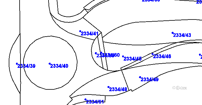 Parcela st. 2334/60 v KÚ Hranice, Katastrální mapa