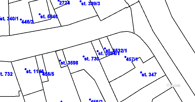 Parcela st. 3594/1 v KÚ Hranice, Katastrální mapa
