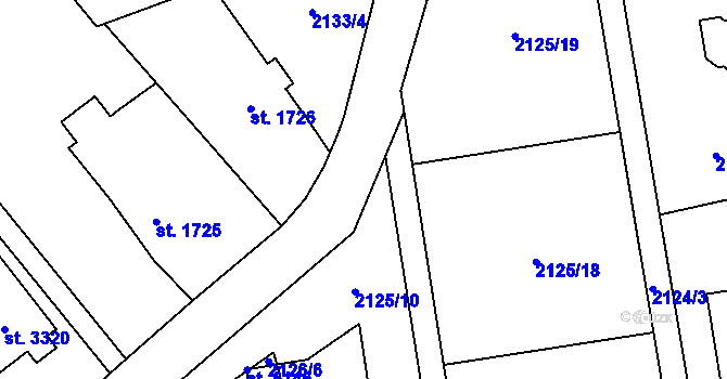 Parcela st. 2125/12 v KÚ Hranice, Katastrální mapa