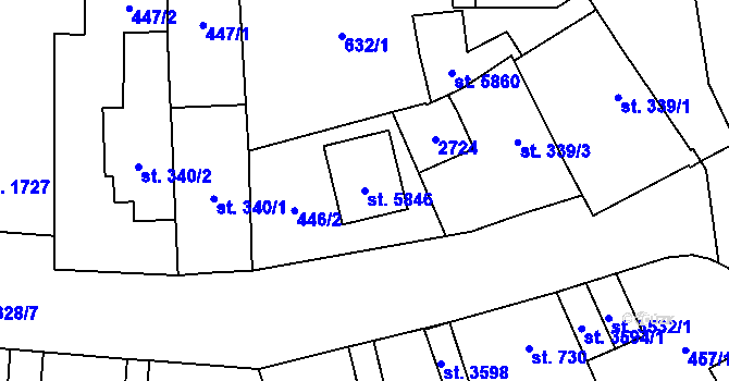 Parcela st. 5846 v KÚ Hranice, Katastrální mapa