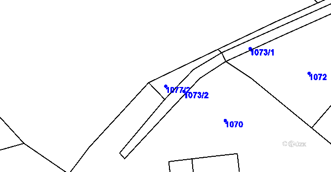 Parcela st. 1077/2 v KÚ Hranice u Nových Hradů, Katastrální mapa