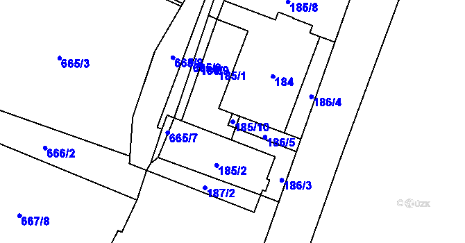 Parcela st. 185/10 v KÚ Hranice u Nových Hradů, Katastrální mapa