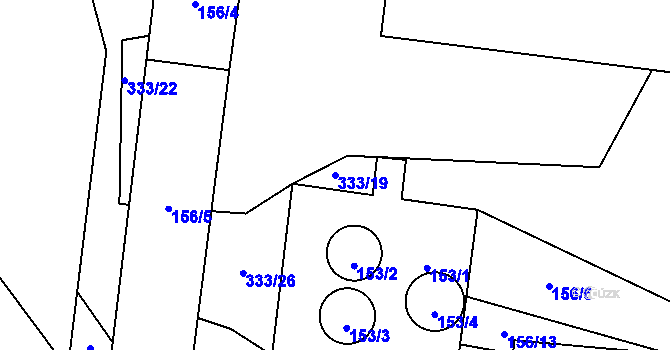 Parcela st. 333/19 v KÚ Hranice u Nových Hradů, Katastrální mapa