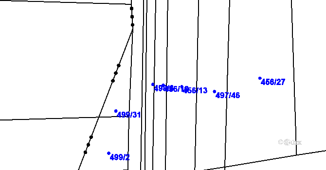 Parcela st. 456/19 v KÚ Hranice u Nových Hradů, Katastrální mapa