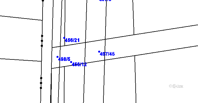 Parcela st. 497/45 v KÚ Hranice u Nových Hradů, Katastrální mapa