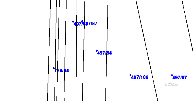 Parcela st. 497/64 v KÚ Hranice u Nových Hradů, Katastrální mapa