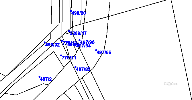 Parcela st. 497/66 v KÚ Hranice u Nových Hradů, Katastrální mapa