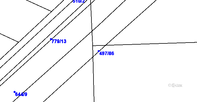 Parcela st. 497/86 v KÚ Hranice u Nových Hradů, Katastrální mapa