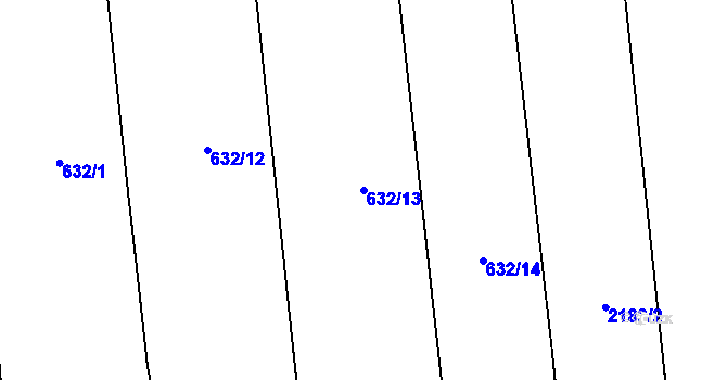 Parcela st. 632/13 v KÚ Hranice u Nových Hradů, Katastrální mapa