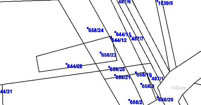 Parcela st. 658/22 v KÚ Hranice u Nových Hradů, Katastrální mapa