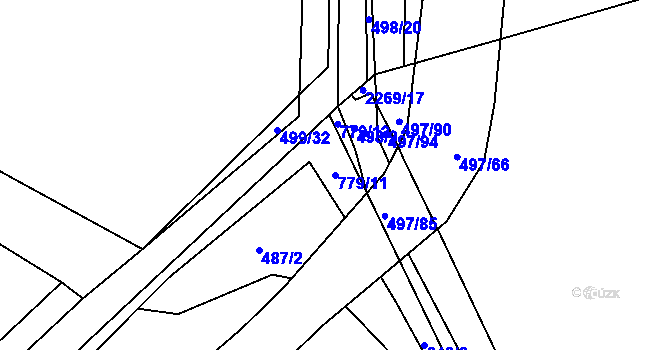 Parcela st. 779/11 v KÚ Hranice u Nových Hradů, Katastrální mapa