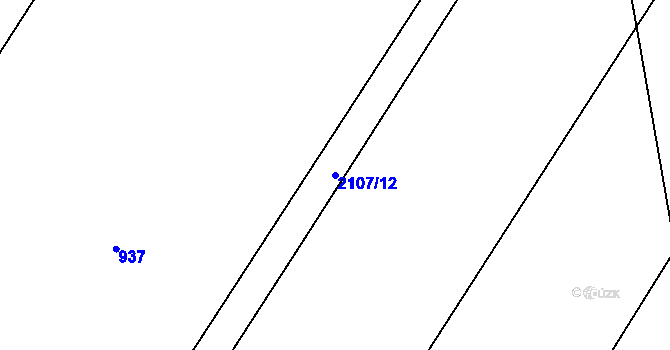 Parcela st. 2107/12 v KÚ Hranice u Nových Hradů, Katastrální mapa