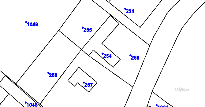 Parcela st. 254 v KÚ Hranice u Nových Hradů, Katastrální mapa