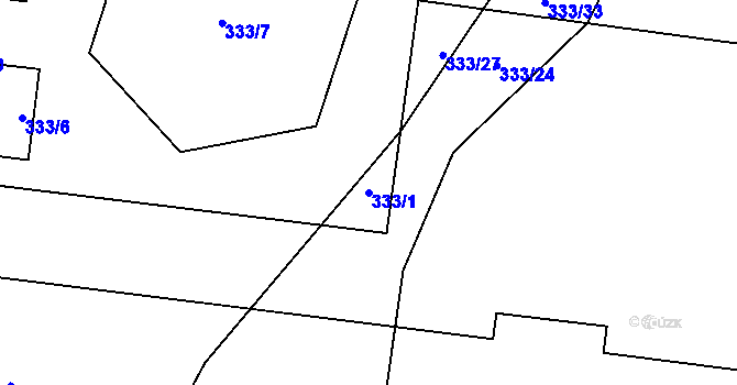 Parcela st. 333/1 v KÚ Hranice u Nových Hradů, Katastrální mapa
