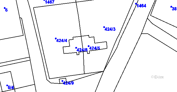 Parcela st. 424/5 v KÚ Hranice u Nových Hradů, Katastrální mapa