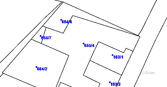 Parcela st. 655/4 v KÚ Hranice u Nových Hradů, Katastrální mapa