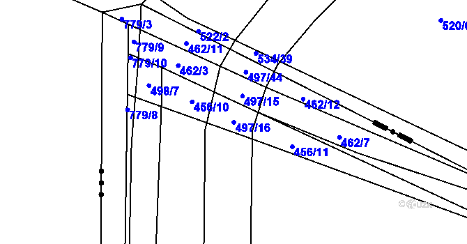 Parcela st. 497/16 v KÚ Hranice u Nových Hradů, Katastrální mapa