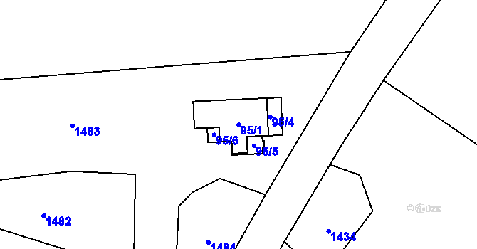 Parcela st. 95/1 v KÚ Hranice u Nových Hradů, Katastrální mapa
