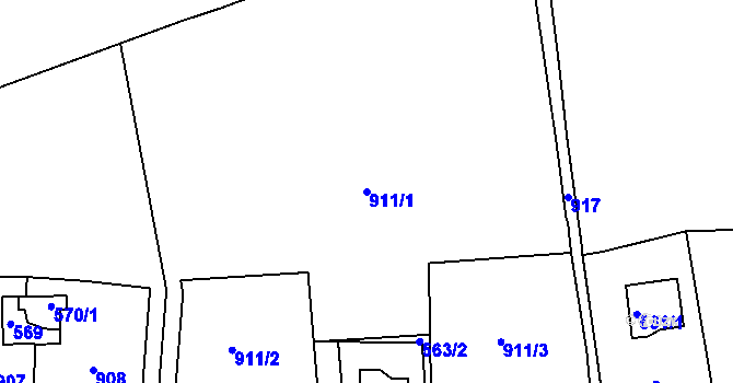 Parcela st. 911/1 v KÚ Hranice u Nových Hradů, Katastrální mapa