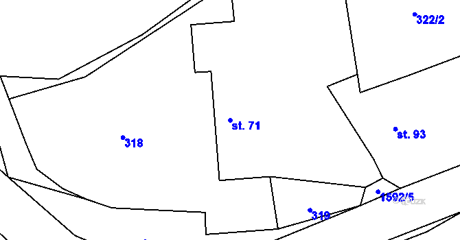 Parcela st. 71 v KÚ Hraničné Petrovice, Katastrální mapa