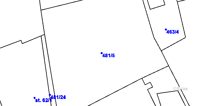 Parcela st. 481/5 v KÚ Hraničné Petrovice, Katastrální mapa