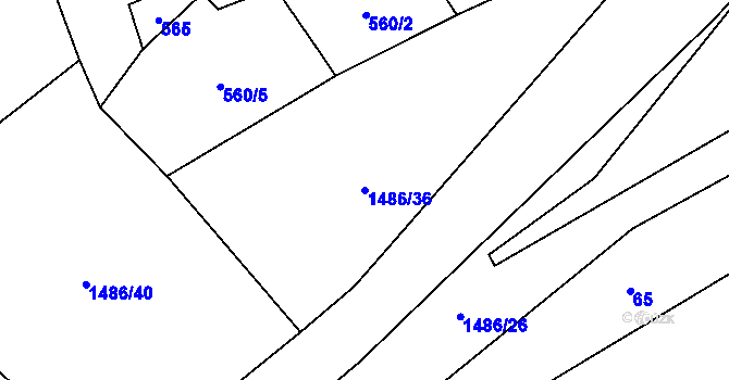 Parcela st. 1486/36 v KÚ Hraničné Petrovice, Katastrální mapa