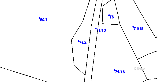 Parcela st. 71/4 v KÚ Dobrošov u Hrazan, Katastrální mapa