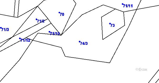 Parcela st. 74/3 v KÚ Dobrošov u Hrazan, Katastrální mapa