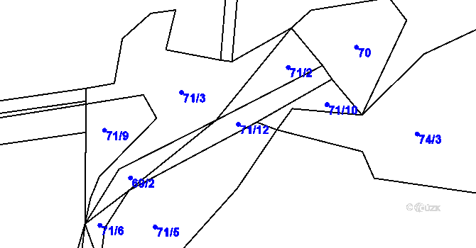 Parcela st. 71/12 v KÚ Dobrošov u Hrazan, Katastrální mapa
