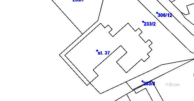 Parcela st. 37 v KÚ Hrazánky, Katastrální mapa