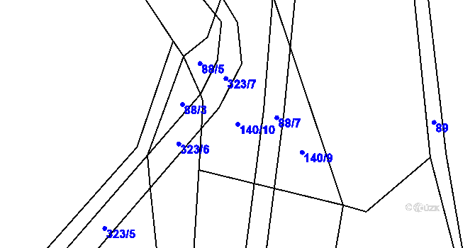 Parcela st. 140/10 v KÚ Hrazánky, Katastrální mapa