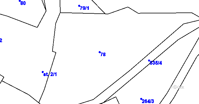 Parcela st. 78 v KÚ Hrazany, Katastrální mapa