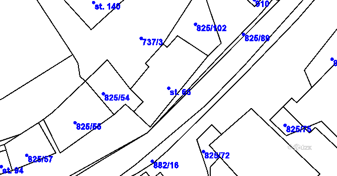 Parcela st. 65 v KÚ Hrbov, Katastrální mapa