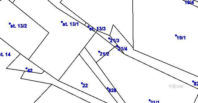 Parcela st. 21/2 v KÚ Hrbov, Katastrální mapa