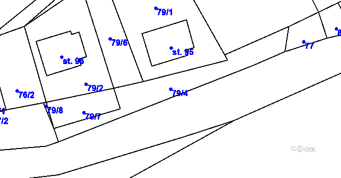 Parcela st. 79/4 v KÚ Hrbov, Katastrální mapa
