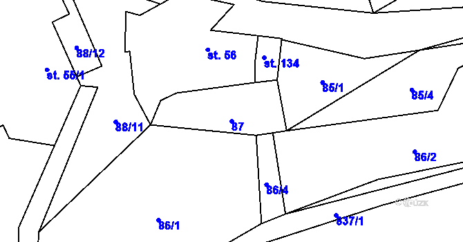 Parcela st. 87 v KÚ Hrbov, Katastrální mapa