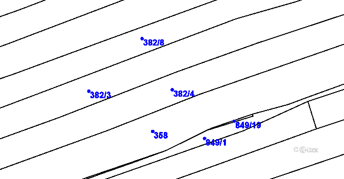 Parcela st. 382/4 v KÚ Hrbov, Katastrální mapa