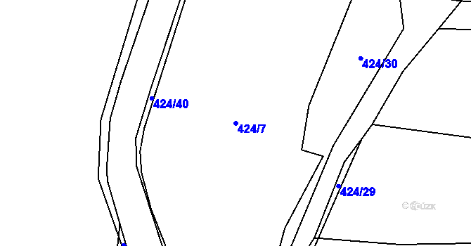 Parcela st. 424/7 v KÚ Hrbov, Katastrální mapa