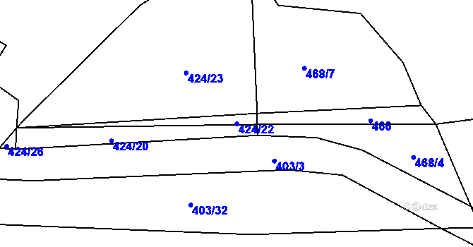 Parcela st. 424/22 v KÚ Hrbov, Katastrální mapa