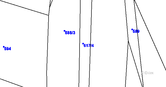 Parcela st. 617/4 v KÚ Hrbov, Katastrální mapa