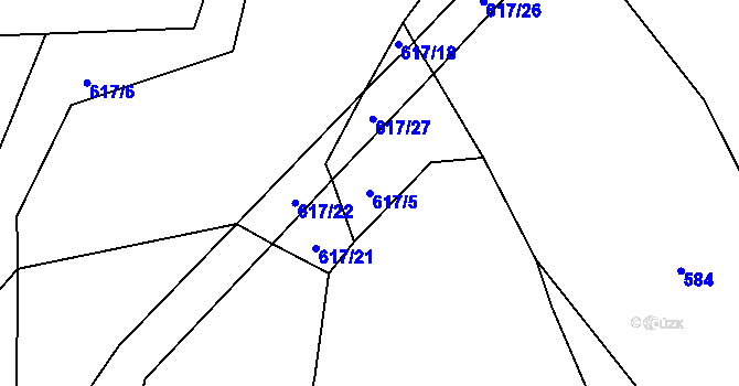 Parcela st. 617/5 v KÚ Hrbov, Katastrální mapa