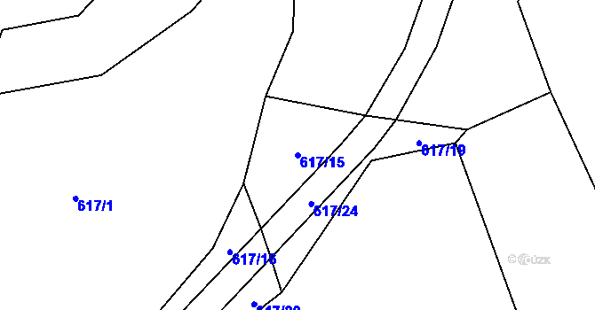 Parcela st. 617/15 v KÚ Hrbov, Katastrální mapa